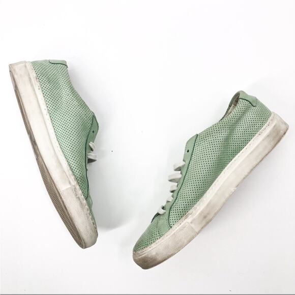 Woman By Common Projects Achilles Low Perforated Mint Green Nubuck Sneakers 7.5 - Picture 3 of 8